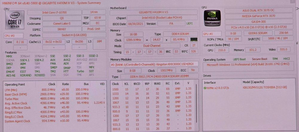 PC Gaming RTX 3070, I7 10700, 16gb, ssd 500