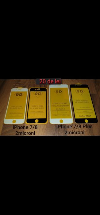 Folie sticla tempered glass fullcover 9D iPhone 6 6s 7 8 6/7/8 Plus SE