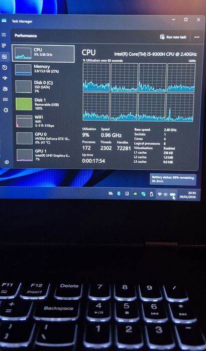 Laptop gaming Lenovo Legion 17" i5 9th i5 9300H GTX 1650