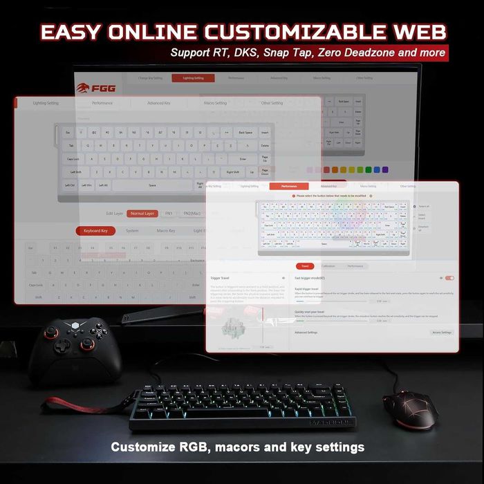 Магнитна клавиатура Hyekit MAD 68 HE Rapid Trigger 8000Hz Hall Effect