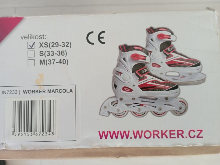 Ролери/кънки WORKER Nolan 2 в 1 - червен