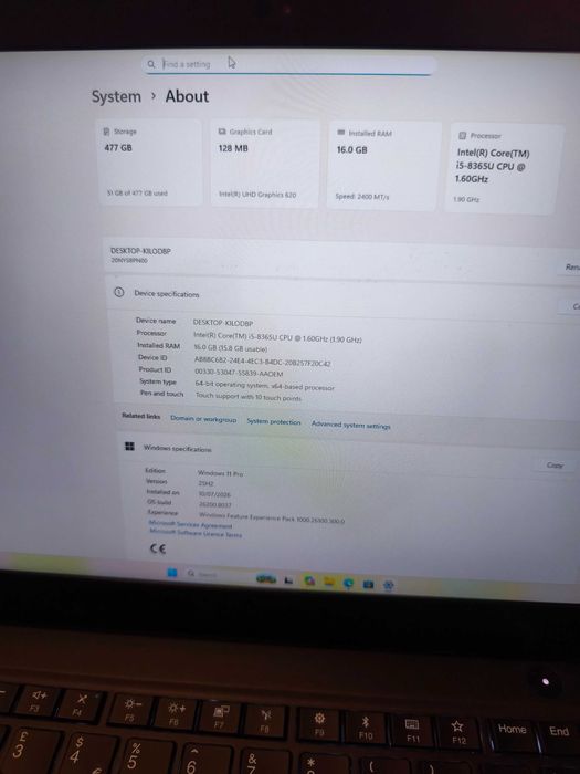 Лаптоп Lenovo Thinkpad T490s 16gb DDR4 RAM, 512GB NVME SSD, TOUCHSCREEN