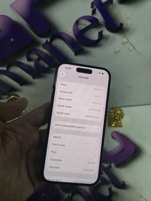iPhone 15 Black 5G 128GB Baterie Originală:78%.Preṭ fix!