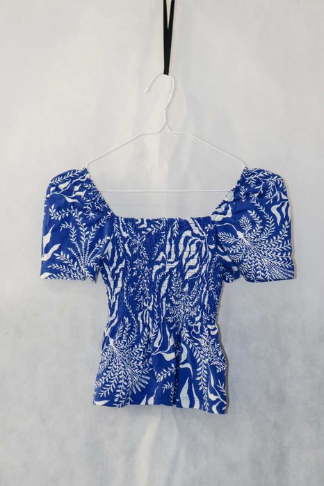 Детски комплект блуза и панталонки в синьо и бяло, размер 152/158