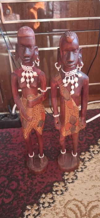 2 ръчно изработени африкански дърворезби