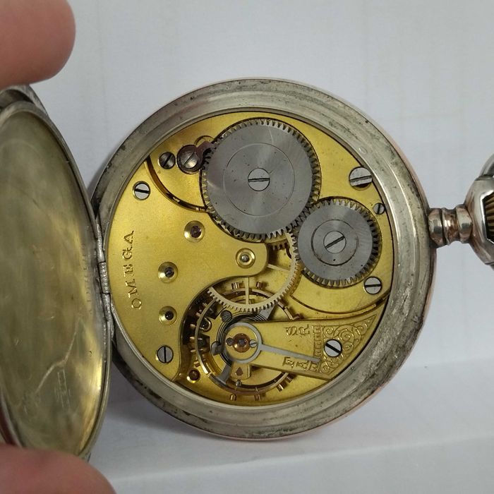 Ω OMEGA джобен часовник, сребро/silver 0,800, Gold Filled, идален, много рядък