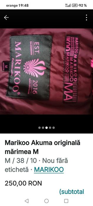 Geacă Marikoo Akuma originală, mărimea 38