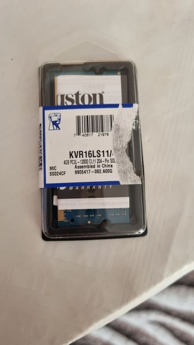 Memorie laptop notebook kingston 4 gb ddr3l 1600mhz sodimm 1,35v
