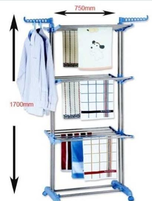 Сушилник за дрехи на три нива с колелца Чисто нова