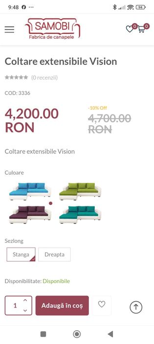 Colțar canapea extensibil cu lada. Stare perfecta