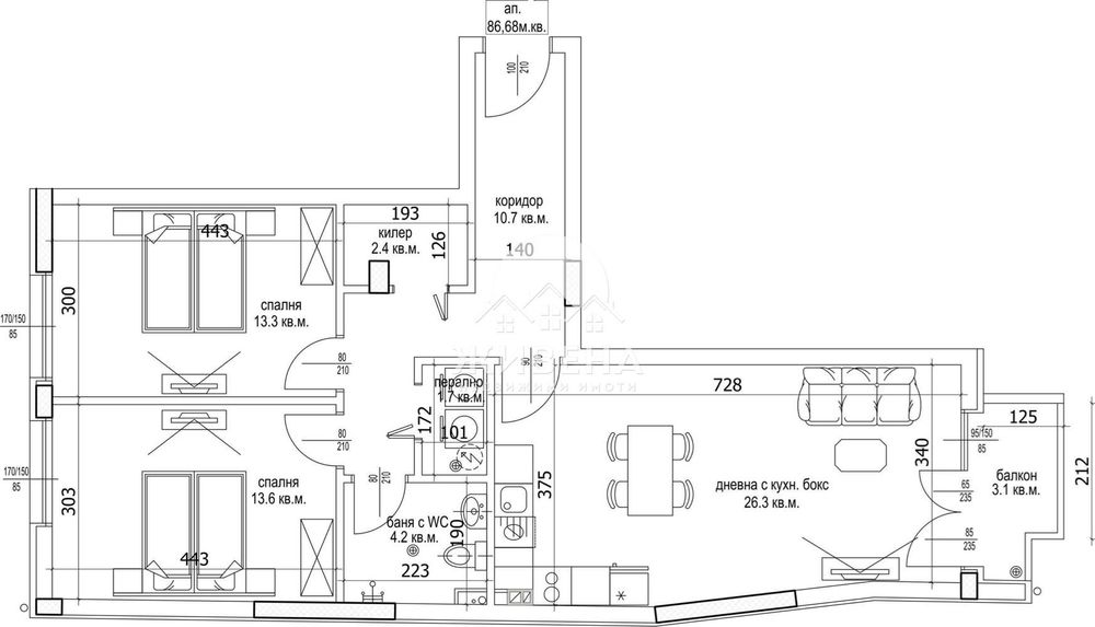 Продава 3-стаен апартамент,  99 кв.м, в строеж, Цветен квартал