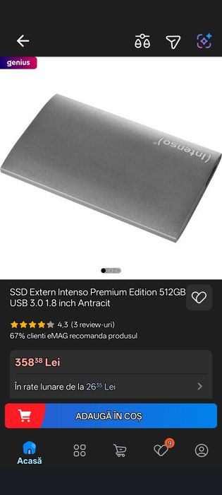 Ssd extern 512gb slim metalic