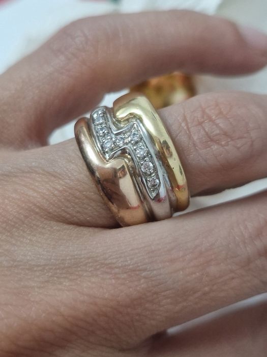 Inel argint masiv 925 placat cu aur roz,galben și rodiu