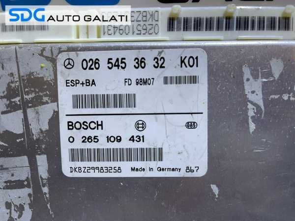 Unitate ECU Calculator ESP Mercedes Benz A Class W168 1997 - 2004 Cod 0265453632 0265109431 [L3362]
