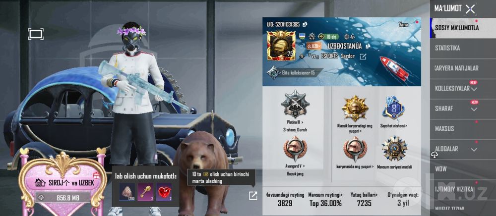 Ak sotiladi lvl 75 kal 55