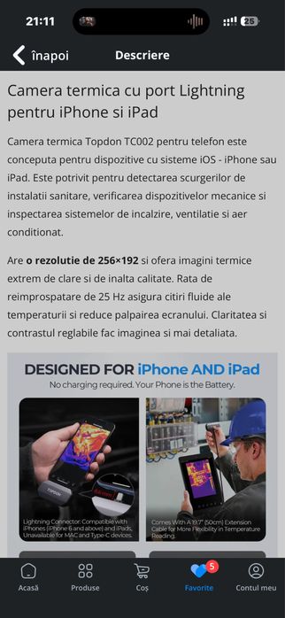 Camera termica TopDon pt Iphone