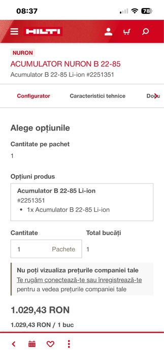 Acumulatori Hilti Nuron 22V/36V si 12V-Sigilati