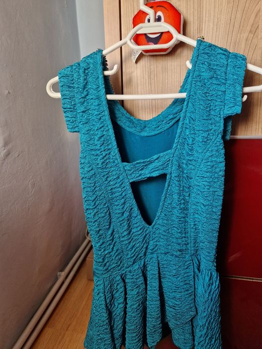 Bluza creponata turcoaz cu colier ,mărimea 36 ,Atmosphere..