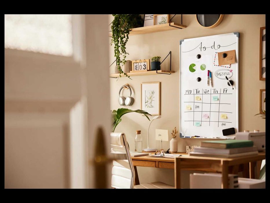 Голяма Магнитна бяла дъска с маркер и магнити комплект