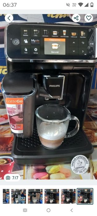 Expresor cafea Philips LatteGo 5400 câteva cafele, cana noua.