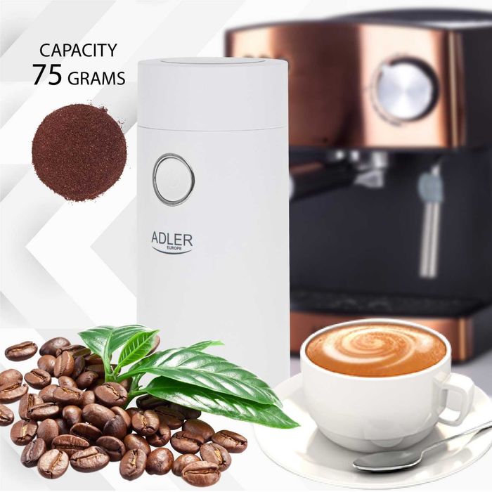 Rasnita de cafea, Adler AD4446WS, 150 W, 75 g, alb