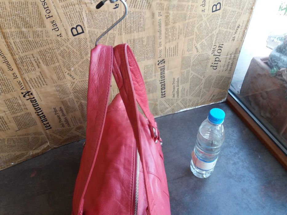 дамска червена чанта PICARD,кожена- естествена кожа