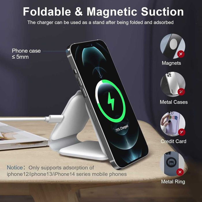 3 в 1 сгъваемо безжично зарядно, за iPhone,Samsung,Apple Watch,AirPods