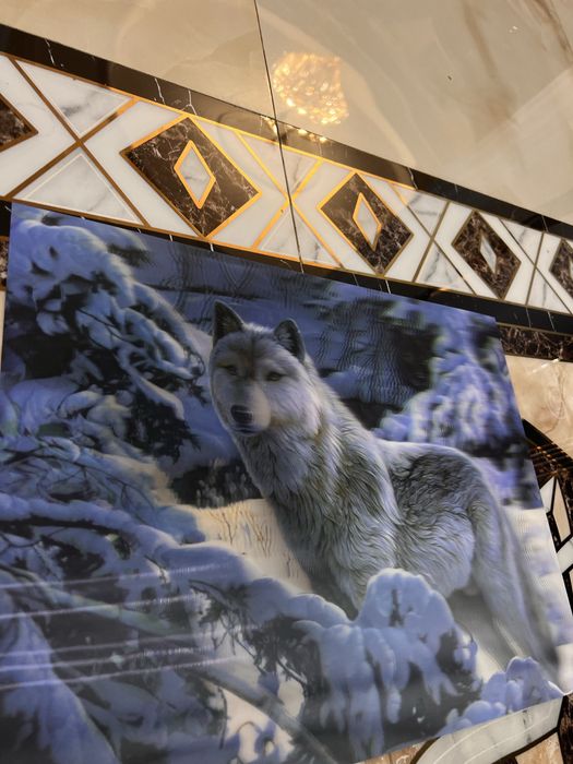 3д картина с белым волком