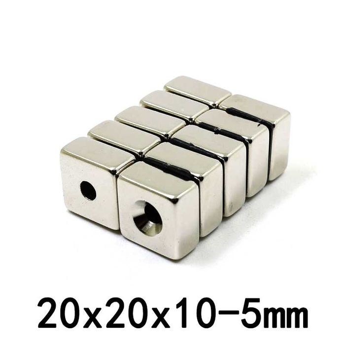 20x20x10mm с отвор 5mm неодимов МАГНИТ N52, magnit, магнити, магнити