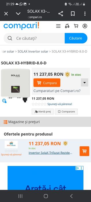 Inverter panouri  solarex x3,8kw
