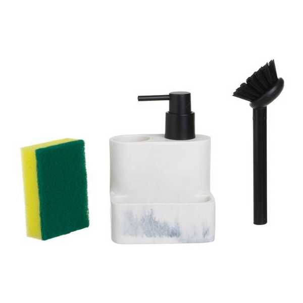 Диспенсър с гъба и четка Mercado Trade, За кухня, Бял