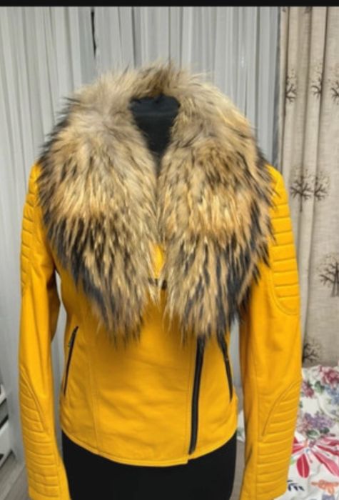 Geaca piele naturala si guler vulpe