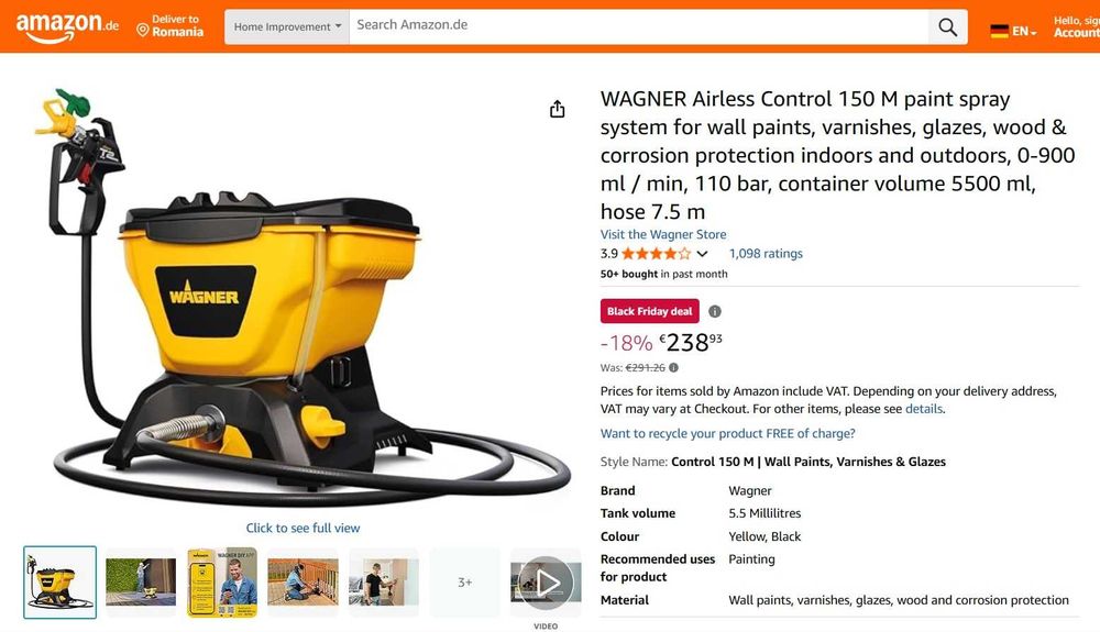 Sistem de pulverizare a vopselei WAGNER Airless Control 150 M