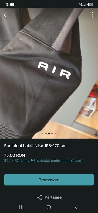 Pantaloni trening băieți Nike 158-170 cm