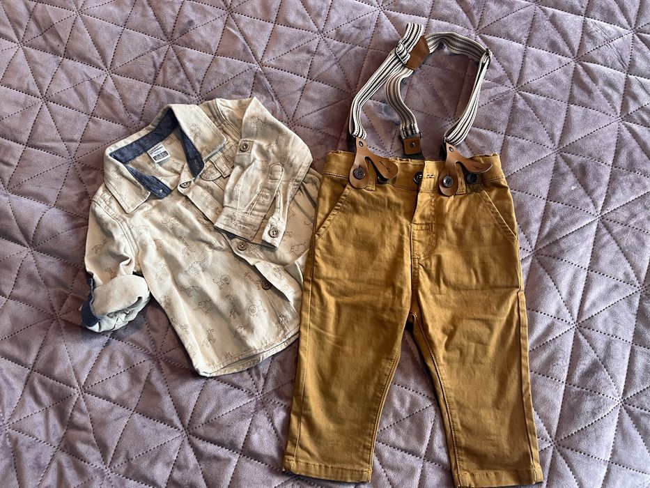 Pantalon si camasa baietel mar. 62-68