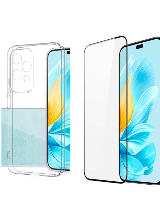 Honor 200/400/LITE/SMART Husa Slim Silicon si Folie Sticla Curb 11D