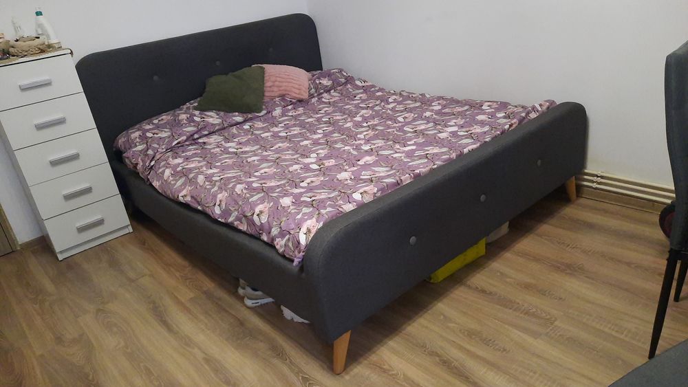 Pat dublu + saltea,someliera inclusa,  utilizat, stare buna Jisk 160x200 marime 1000 lei preț negociabil