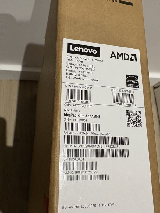 LENOVO IdeaPad Slim 3, AMD Ryzen 5 7520U, sigilat, transport inclus