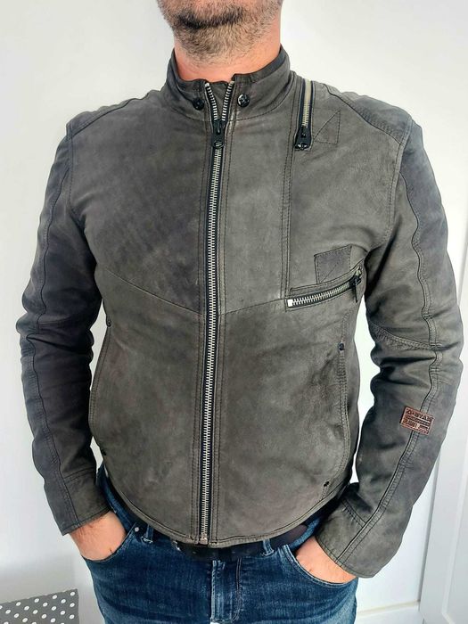 Geaca piele G-star,culoare gri, masura L/ 52 pret 450lei