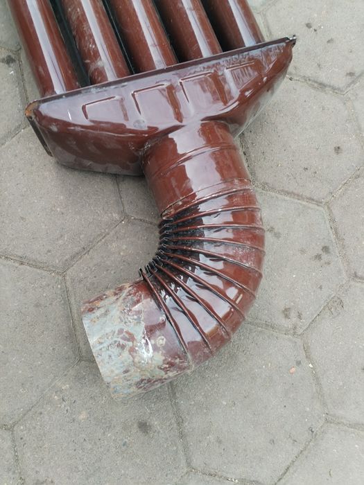 Burlan recuperator caldura, patrat, tabla emailata, 130 x 650 mm, maro