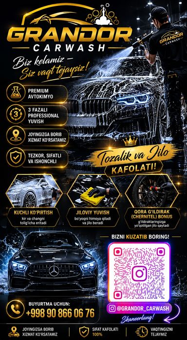 Выездная автомойка по Ташкенту 24/7