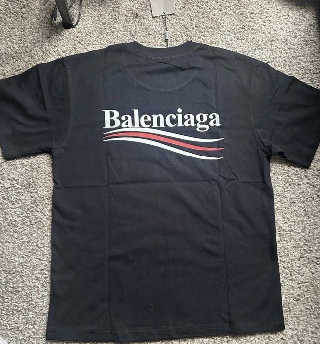 Balenciaga Black Logo Graphic Men's Crew Neck Short Sleeve T-Shirt