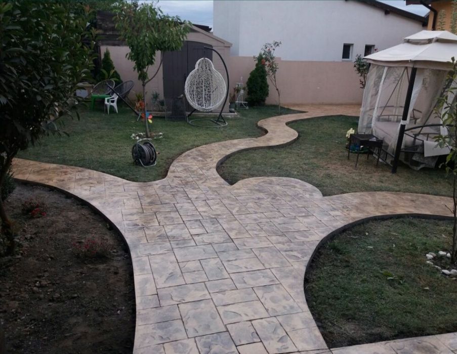 Beton amprentat, elicopterizat pavaj pavele ,casa gradina amenajări gard fundatie bordura construcții