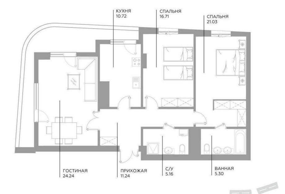 Квартира ЖК Infinity 3/12/14 105 кв.м