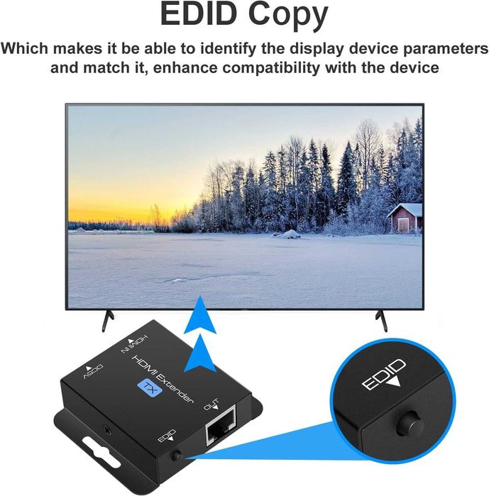 Extender adaptor HDMI ethernet Cat5e Cat6 50m 1080P-60Hz 3D POC EDID