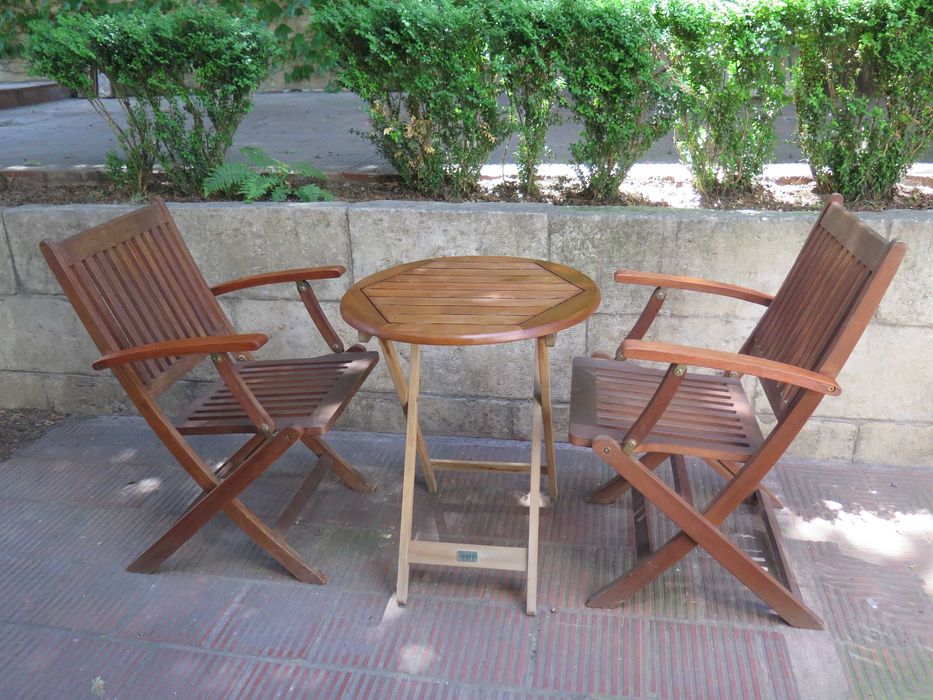 Тиково дърво-2бр.столове и маса-сгъваеми,Скандинавски дизаин