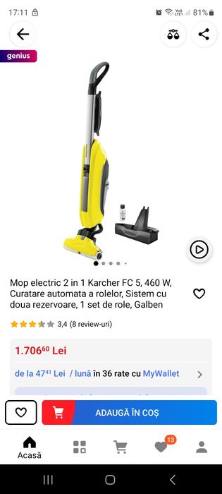 Mop electric Karcher FC6 460W