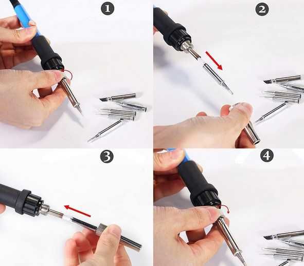 Топъл ел поялник с поставка и 6 приставки и несесер 60W