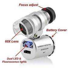 Mini microscope 60x pocket with LED light