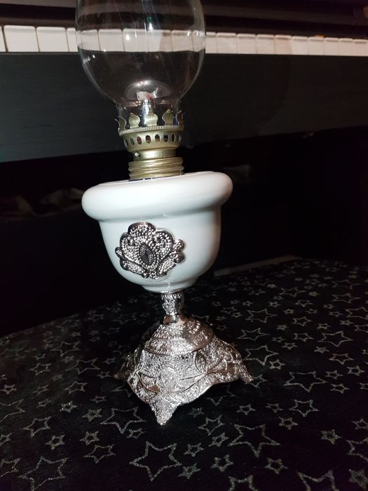 Lampa pe gaz,placata cu argint